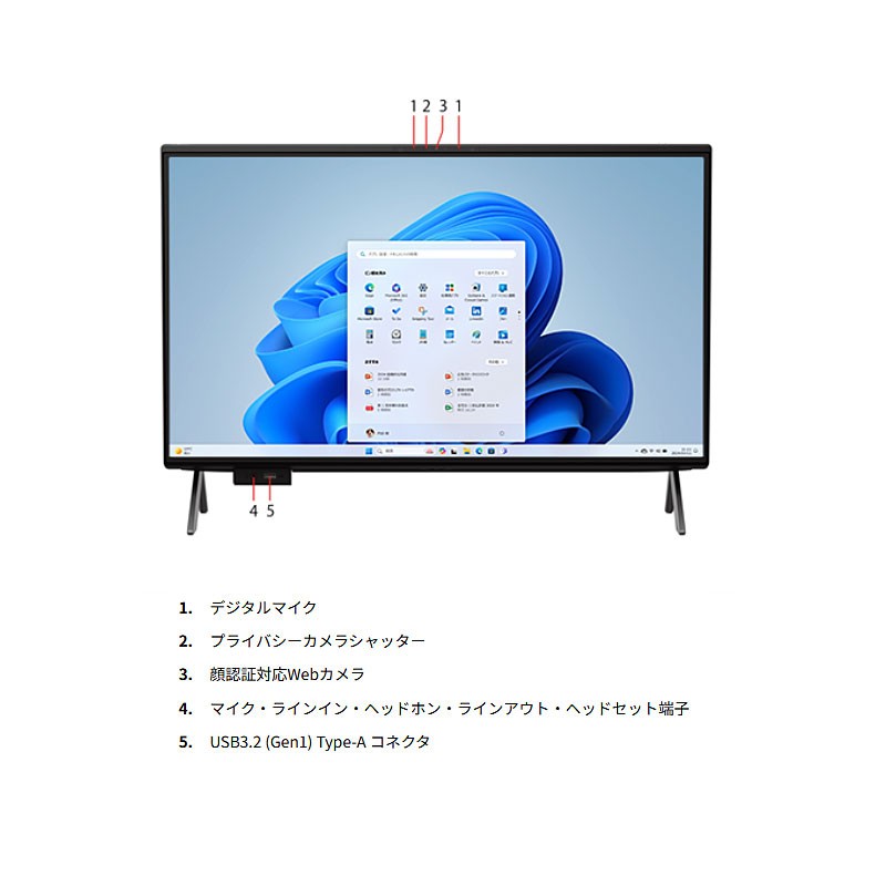 デスクトップ PC 富士通 27インチ WQHD 液晶一体型 FMV WF2-K1 FMVFH07001 Core i7-1260P メモリ8GB SSD256GB 無線LAN Webカメラ Windows11 Home リファビッシュ パソコン 2025年モデル