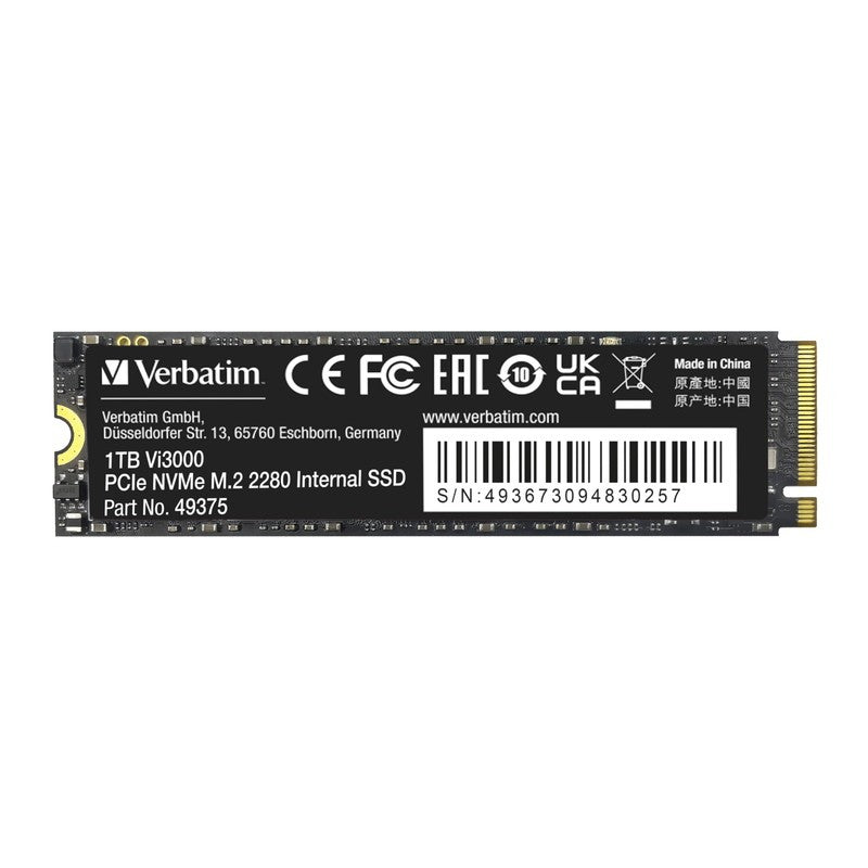 内蔵型SSD Verbatim Gen3.0x4 PCIe3.0 Vi3000 1TB Verbatim バーベイタム 内蔵SSD NVMe PCIe Gen3.0x4 PCIe3.0 Vi3000