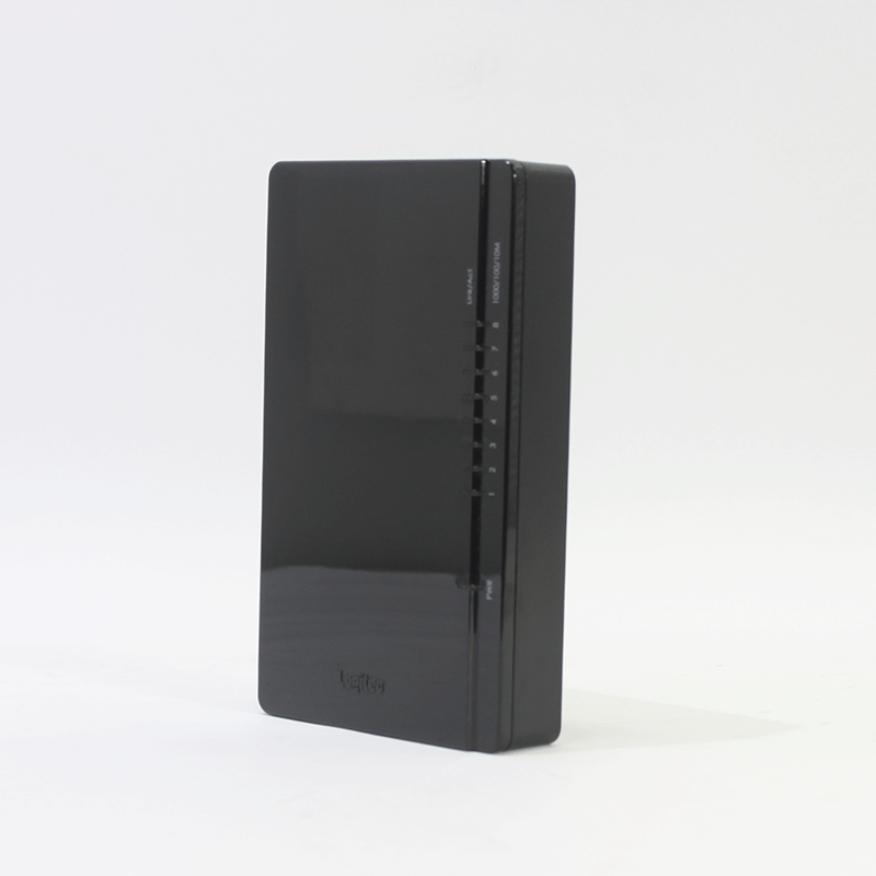 JUNK Logitec 8ポートスイッチングハブ (LAN-GSW08/PAB) ※ステッカー痕焼け有り-thumbmail-1
