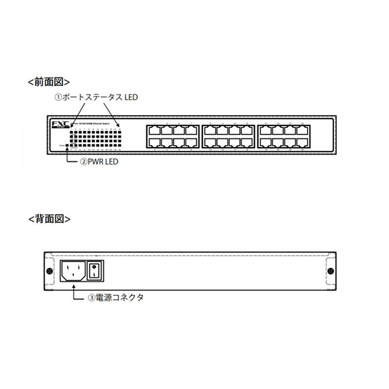 ギガビットスイッチ FXC CS1024 24ポートスイッチングハブ 10/100/1000M RJ45 x24 搭載 RoHS準拠 まとめ買い 2点セット-thumbmail-3
